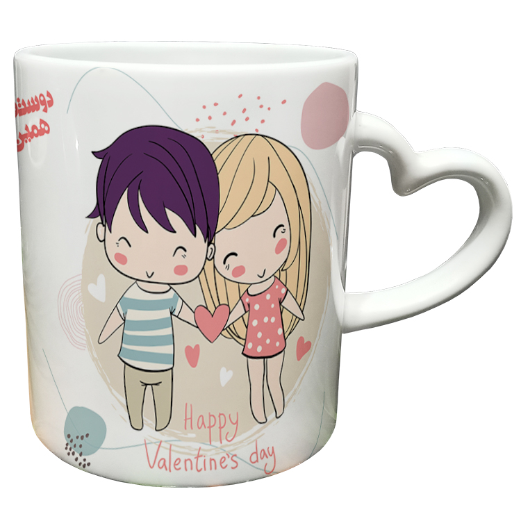 ماگ مدل دسته قلبی طرح عاشقانه کد 184