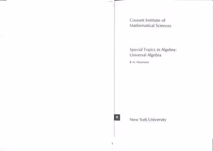 خرید و دانلود نسخه کامل کتاب Special Topics in Algebra: Universal Algebra