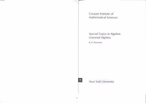خرید و دانلود نسخه کامل کتاب Special Topics in Algebra: Universal Algebra