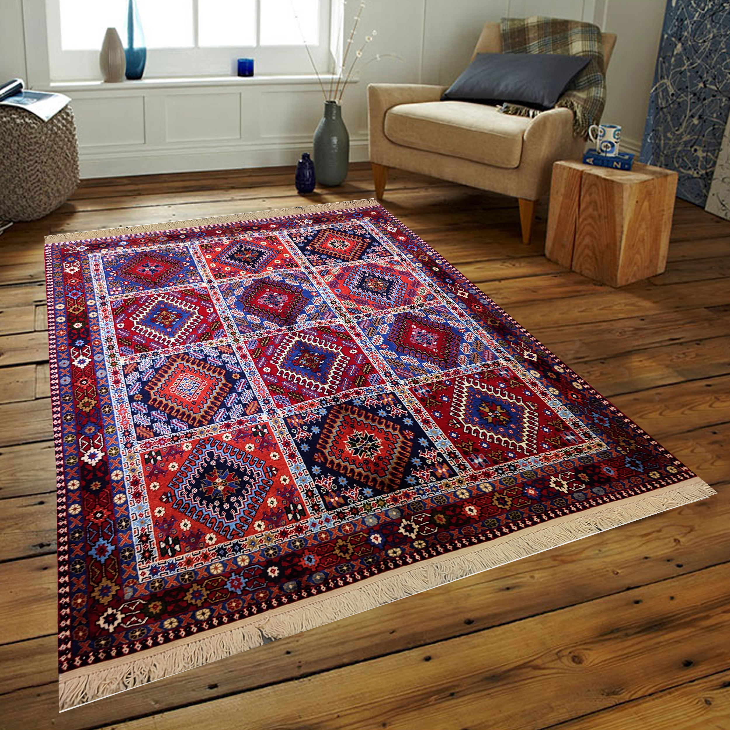 فرش دستبافت سه متری طرح لوزی کد AA424