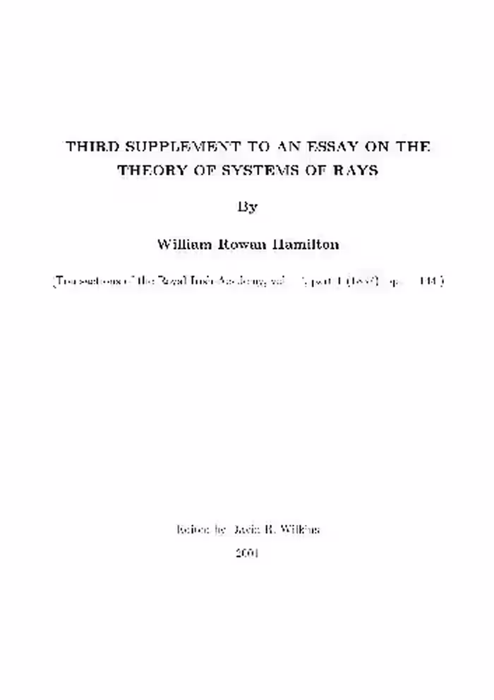 خرید و دانلود نسخه کامل کتاب Third Supplement to an Essay on the Theory of Systems of Rays