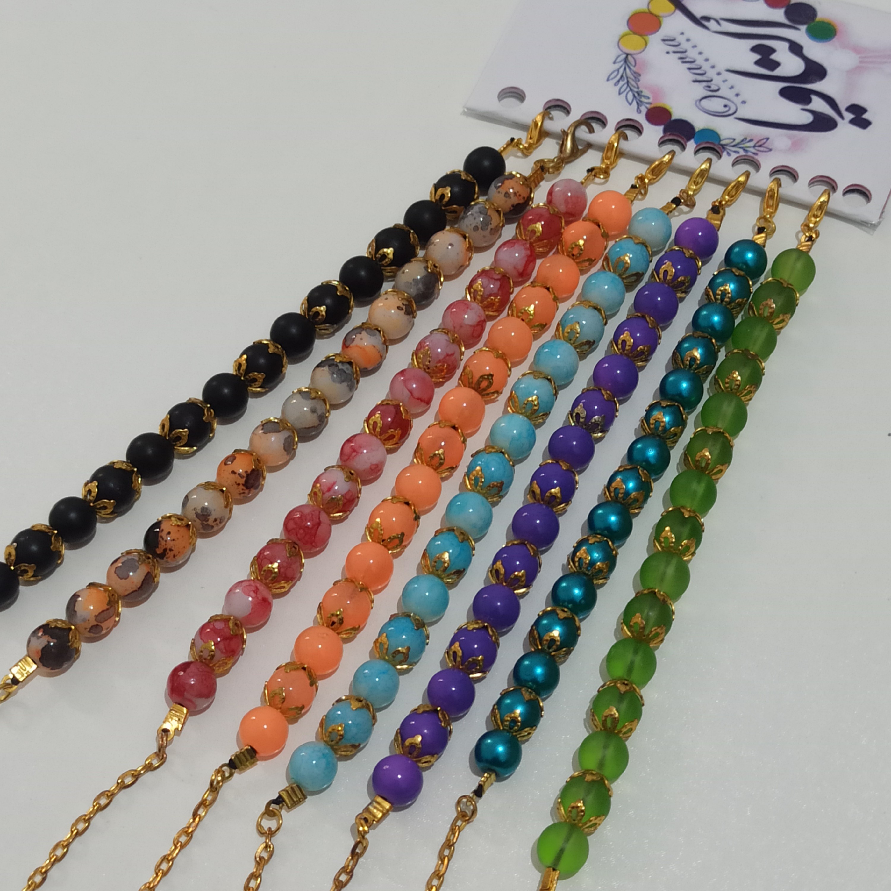 دستبندبامهره آبرنگی سایز8(قابل سفارش در 50رنگ متفاوت بصورت جفت از هررنگ ) با کد(12)