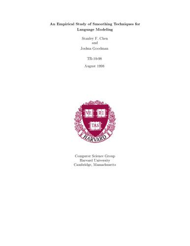 خرید و دانلود نسخه کامل کتاب An Empirical Study of Smoothing Techniques for Language Modeling