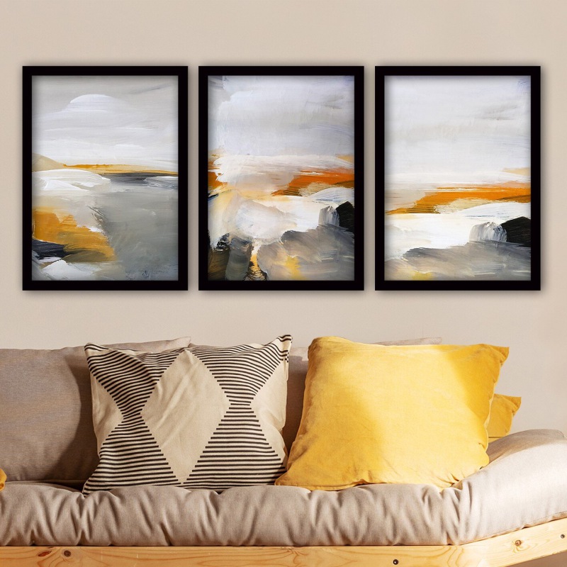تابلو طرح مدرن آبرنگ کد YF2350 مجموعه 3 عددی