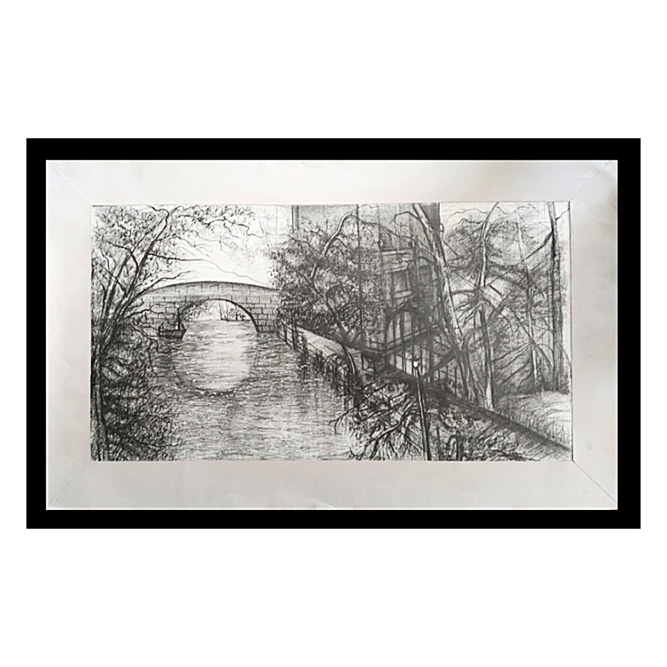 تابلو نقاشی سیاه قلم طرح طبیعت کد 1