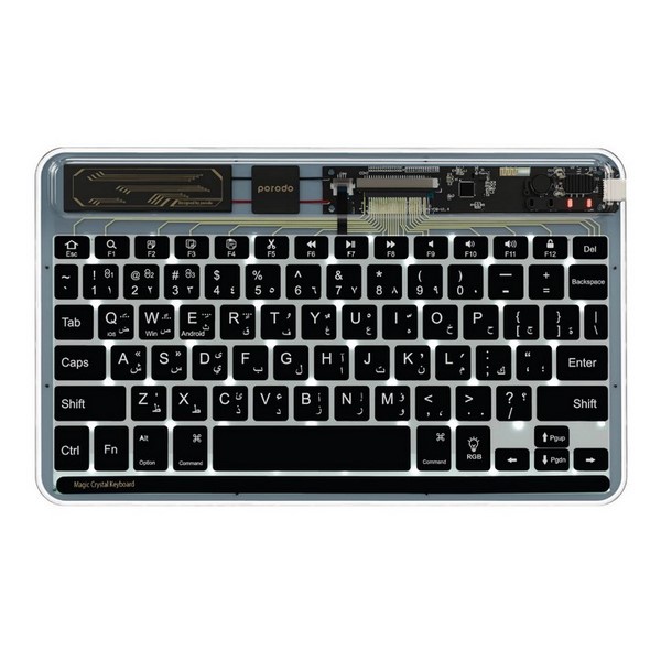کیبورد بی‌سیم کریستالی پرودو PD-TRPBTKB-BK