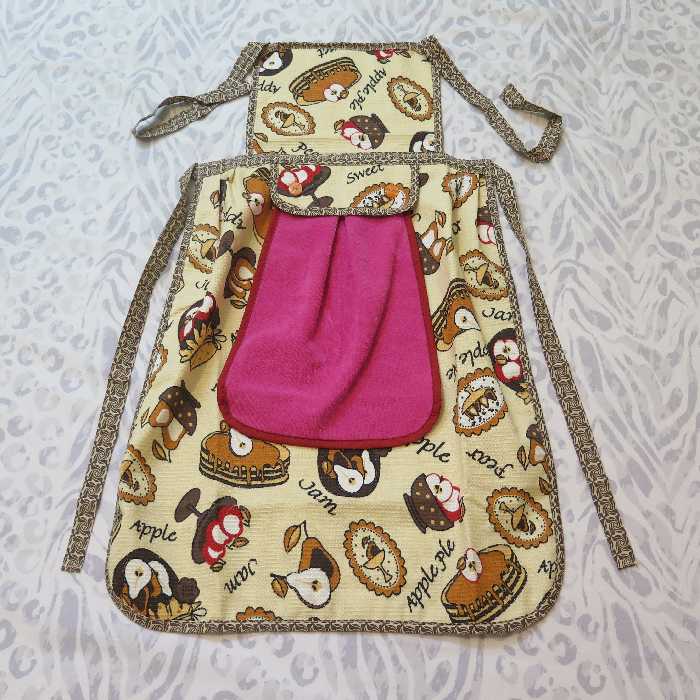 پیشبند آشپزخانه پارچه ای با حوله دکمه خور باقابلیت جدا شدن 