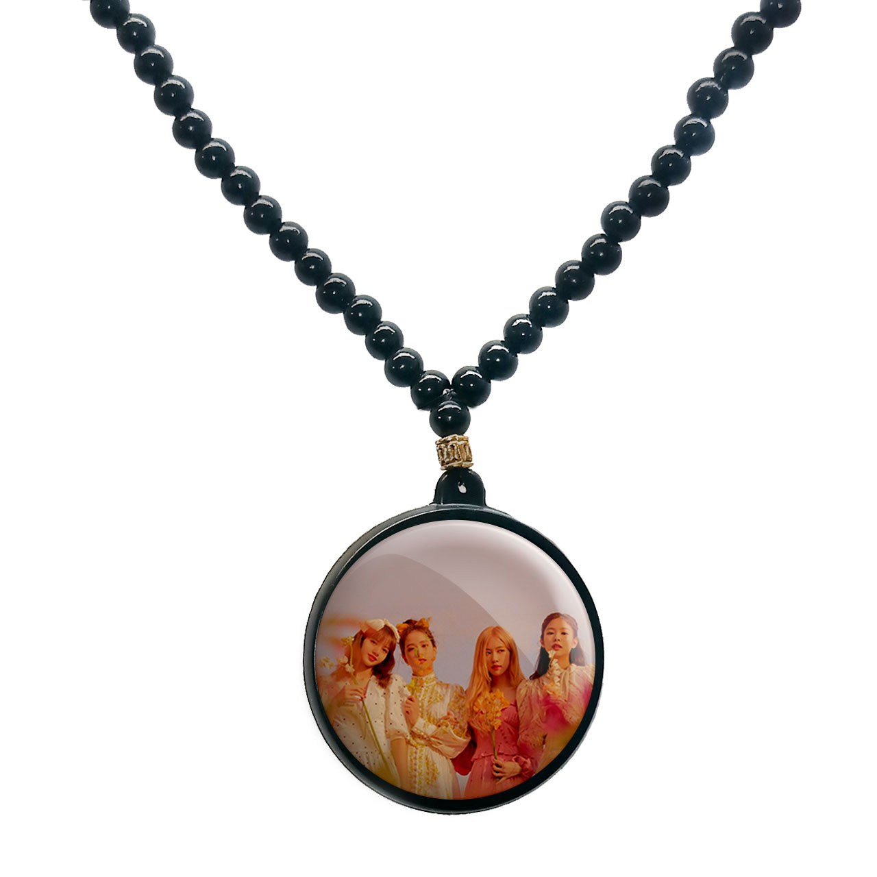 گردنبند پرمانه طرح بلک پینک کد pmd.17934 مدل دو طرفه