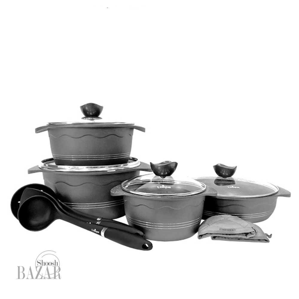 سرویس قابلمه 11 پارچه طوسی بلا یونیک کد8815