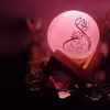 آباژور سنگ نمک مدل گوی آیه دار پایه چوبی کد 405