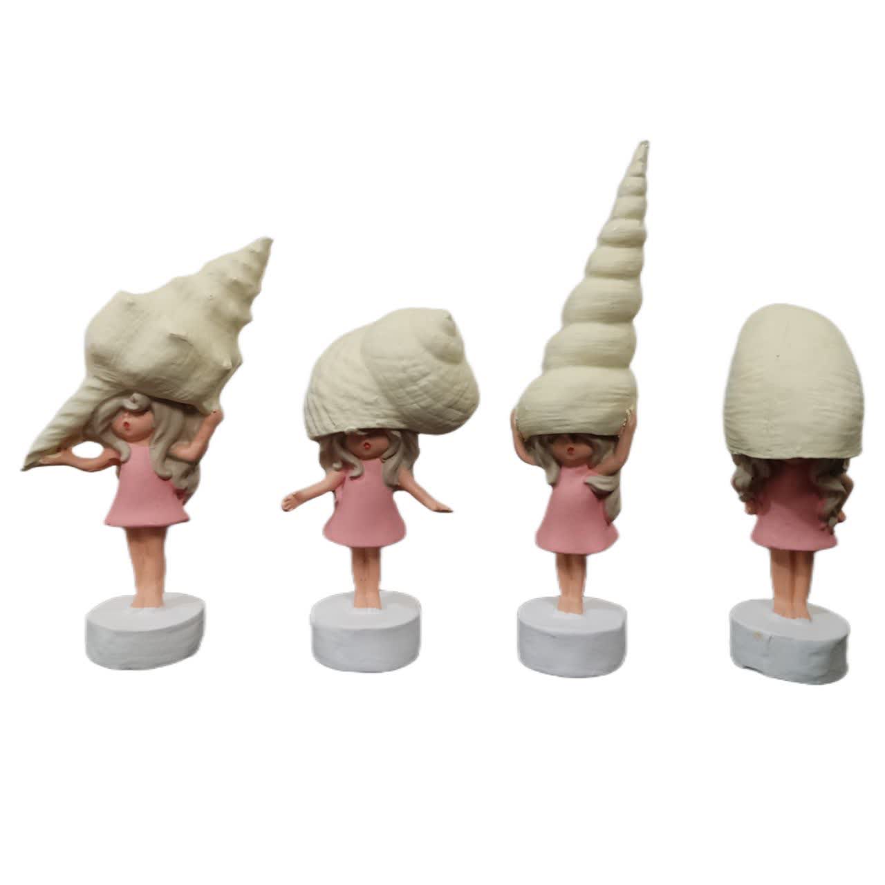 مجسمه مدل دختر صدفی مجموعه 4 عددی