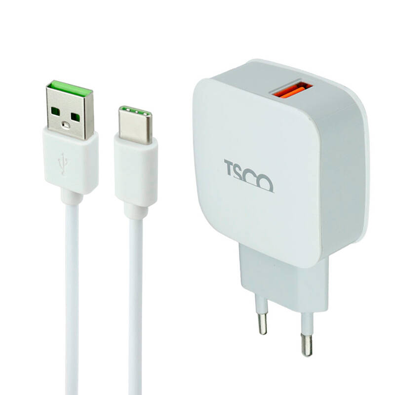 شارژر دیواری فست شارژ TSCO TTC56 3A PD 18W   کابل تایپ سی