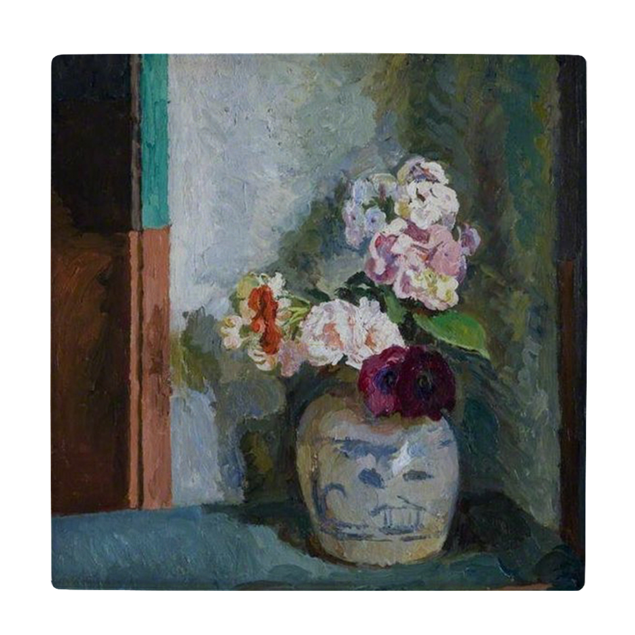 زیر لیوانی طرح نقاشی گل و گلدان سفالی کد 3455312_1306