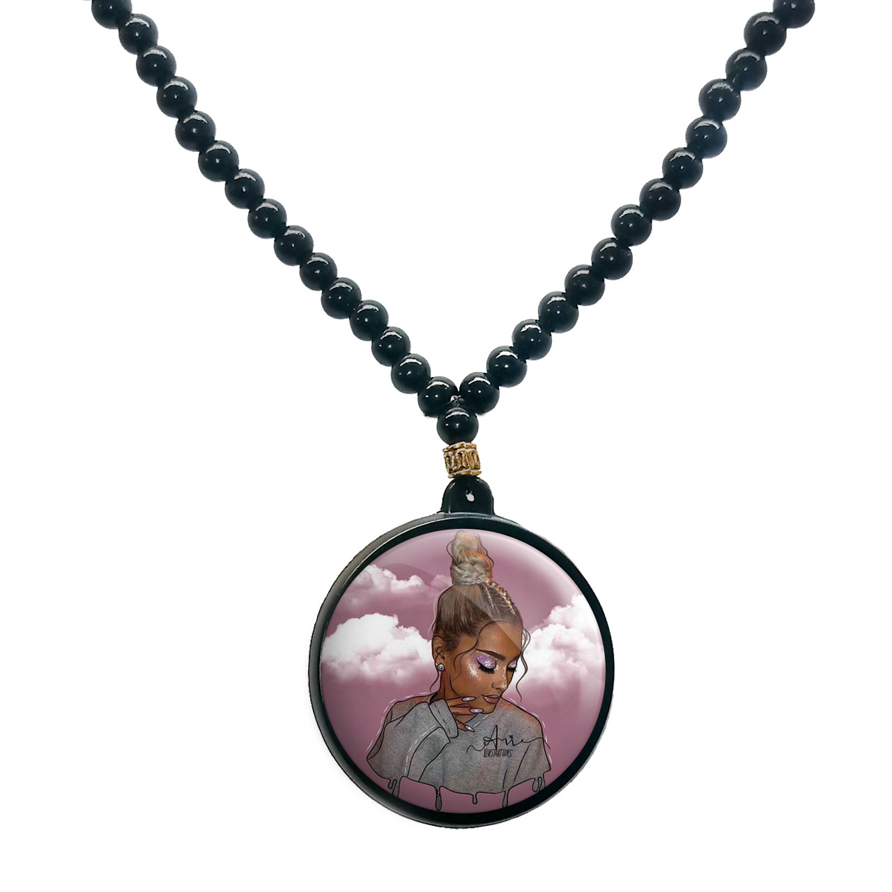 گردنبند پرمانه طرح آریانا گرانده کد pmd.7781 مدل دو طرفه