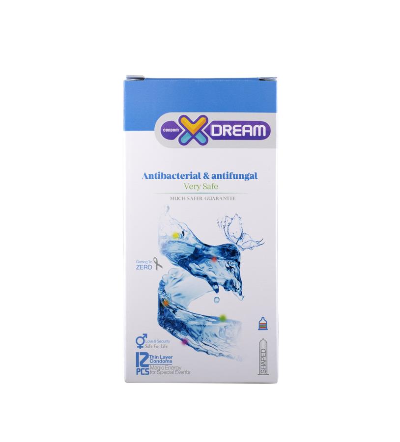 کاندوم ایکس دریم مدل آنتی باکتریال بسته 12 عددی