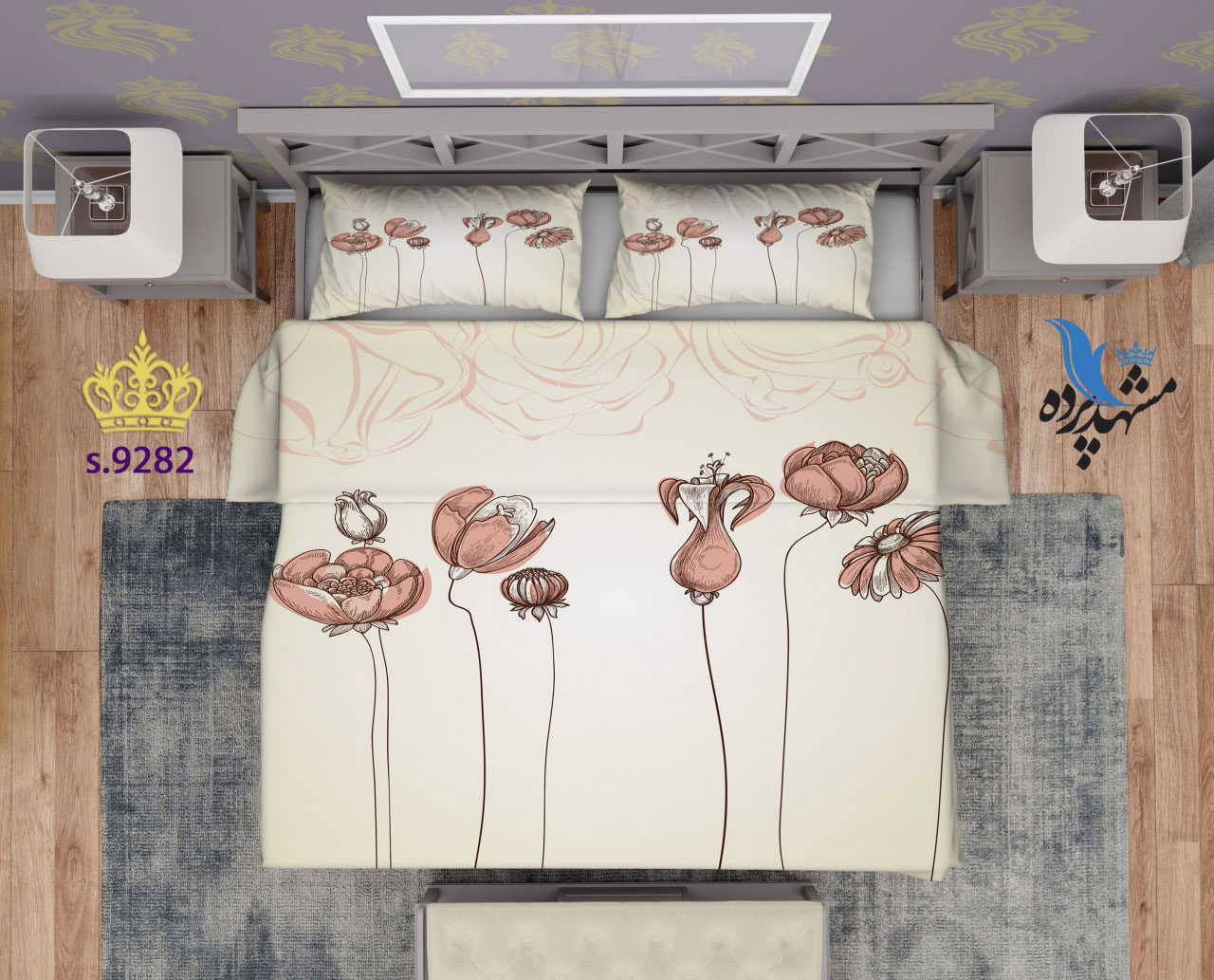 ست روتختی دو نفره طرح گل S9282