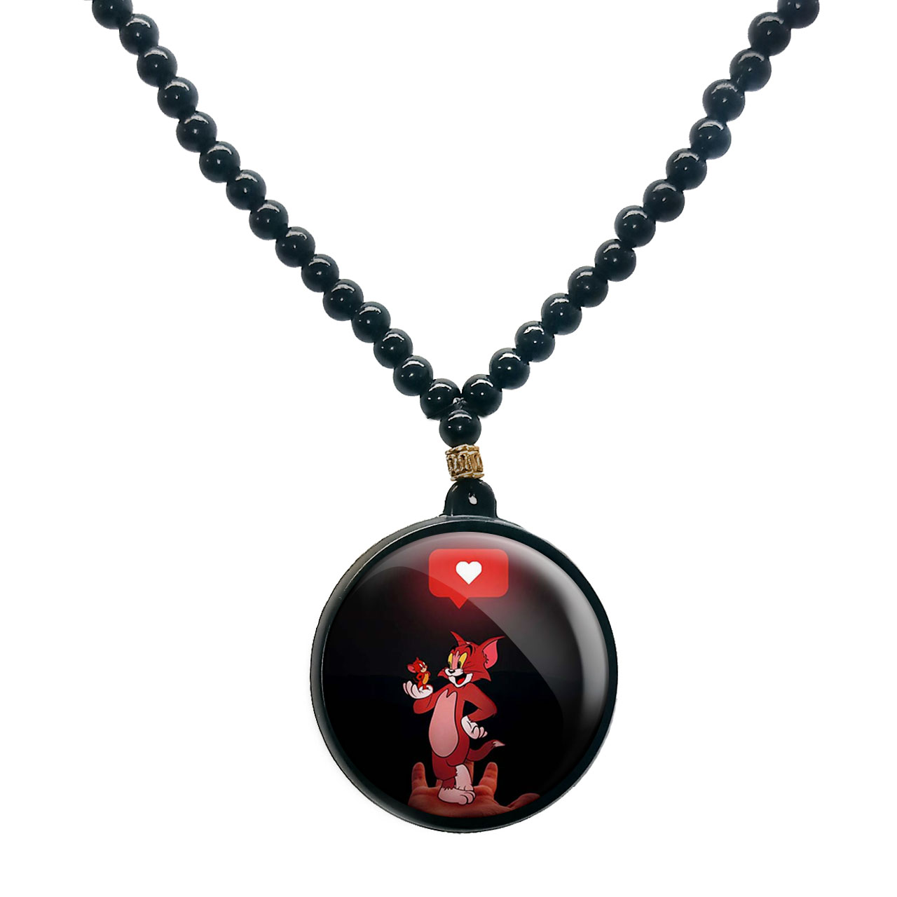 گردنبند پرمانه طرح تام و جری کد pmd.10714 مدل دو طرفه