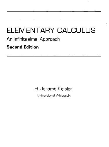 خرید و دانلود نسخه کامل کتاب Elementery Calculus. An Infinitesimal Approach