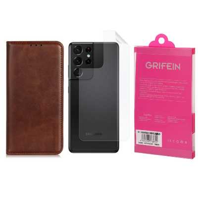 کیف کلاسوری گریفین مدل Detail Design Unique مناسب برای گوشی موبایل سامسونگ Galaxy S21 Ultra به همراه محافظ پشت گوشی
