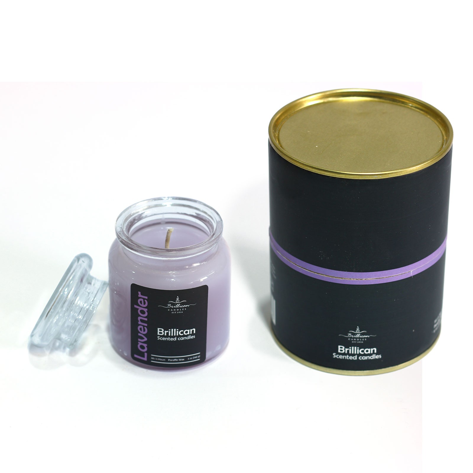 شمع جار عطری شیشه ای با درب شیشه ای - رایحه لوندر