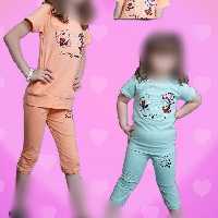 تیشرت شلوارک گلدوزی جنس پنبه لاکرا دار