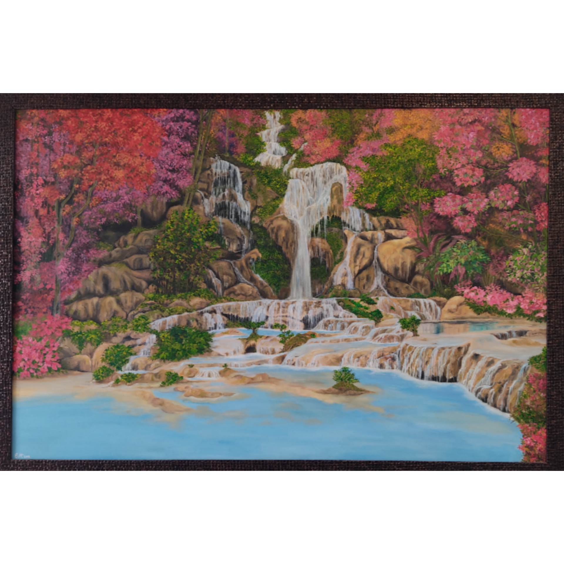 تابلو نقاشی رنگ روغن طرح آبشار کد 1