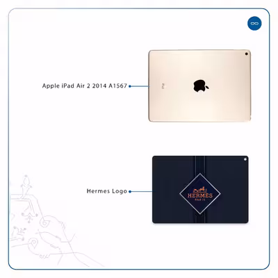 برچسب پوششی ماهوت مدل Hermes-Logo مناسب برای تبلت اپل iPad Air 2 2014 A1567