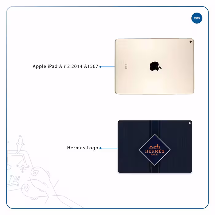 برچسب پوششی ماهوت مدل Hermes-Logo مناسب برای تبلت اپل iPad Air 2 2014 A1567