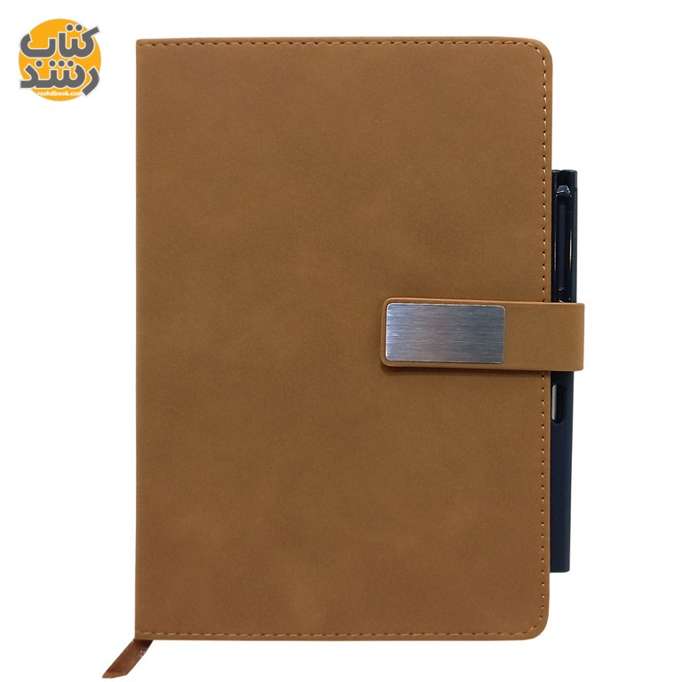 دفتر 100 برگ چرم کد QB/T1438 قطع رقعی همراه با خودکار