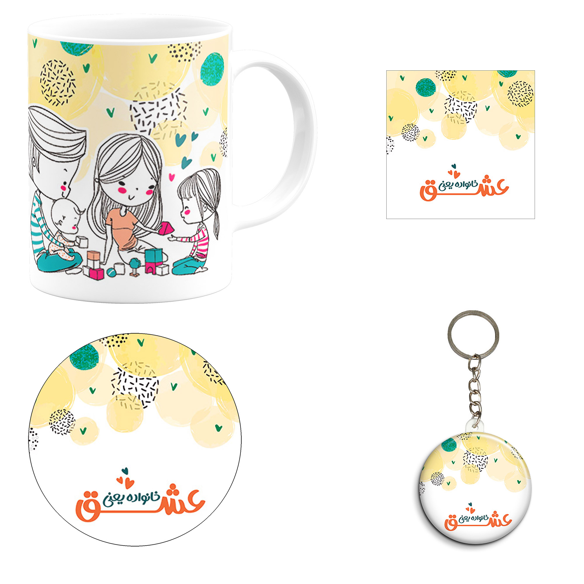 ست هدیه ماگ مدل گرافیکی طرح خانواده کد M3