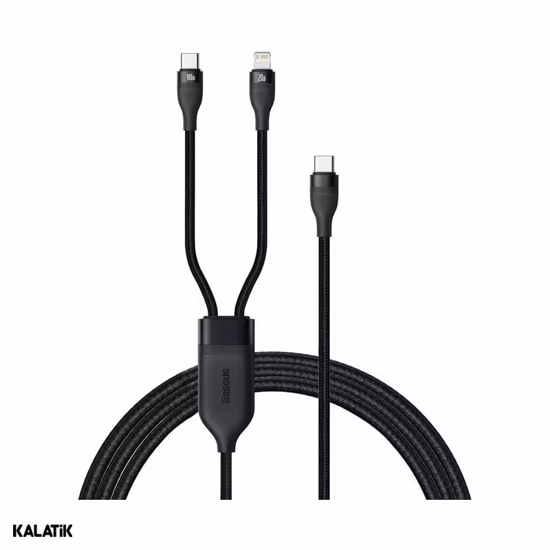 کابل تبدیل Type-C به لایتنینگ/USB Type-C باسئوس Flash Series مدل CA1T2-F01/F06 به طول 1.2 متر