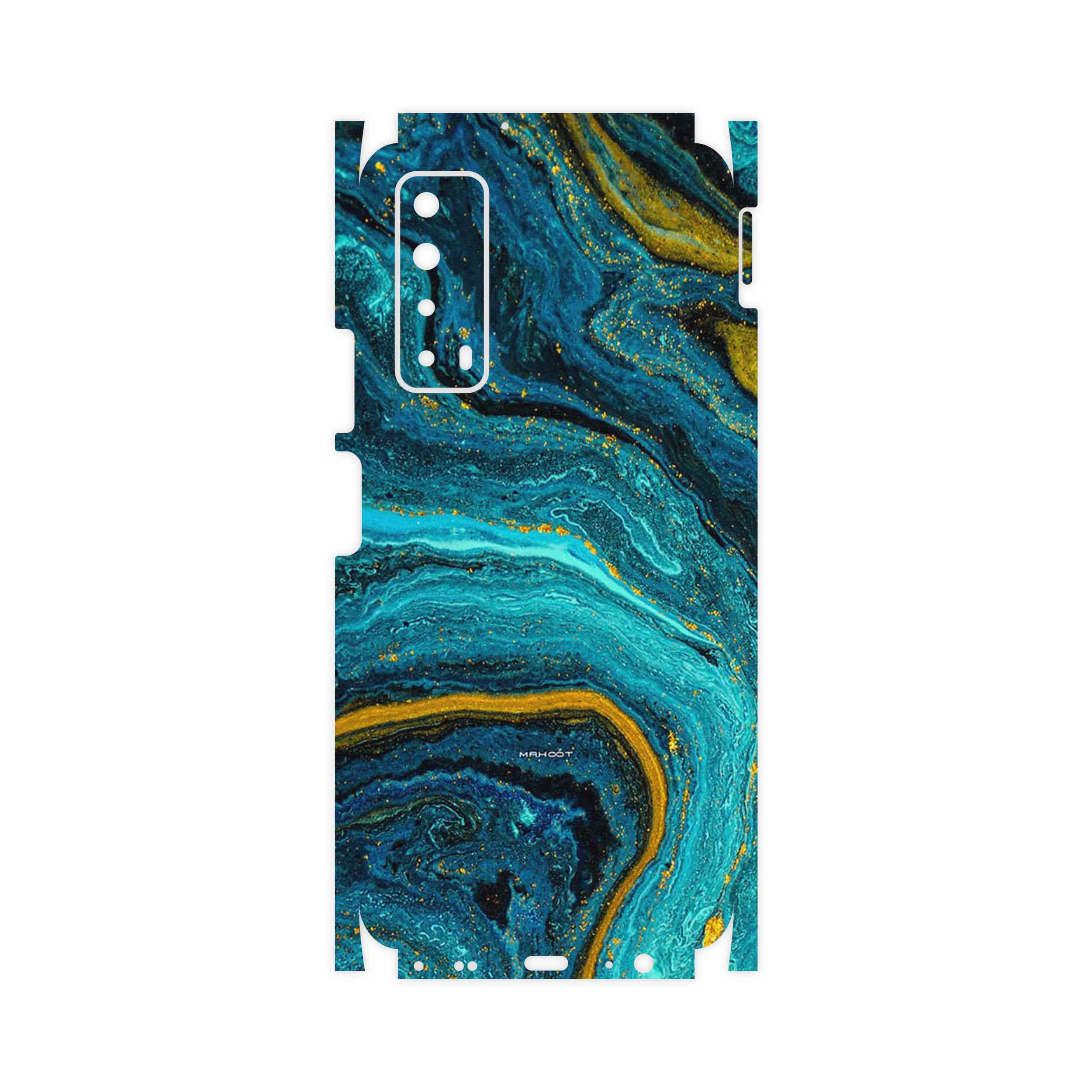 برچسب پوششی ماهوت مدل Turquoise marblewith golden streaks-FullSkin مناسب برای گوشی موبایل هوآوی Y7a