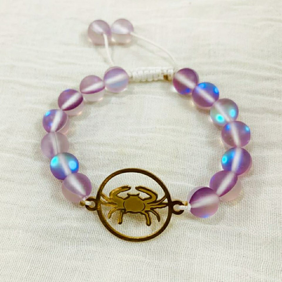 دستبند نماد استیل  ماه تیر و با سنگ مون استون صورتی