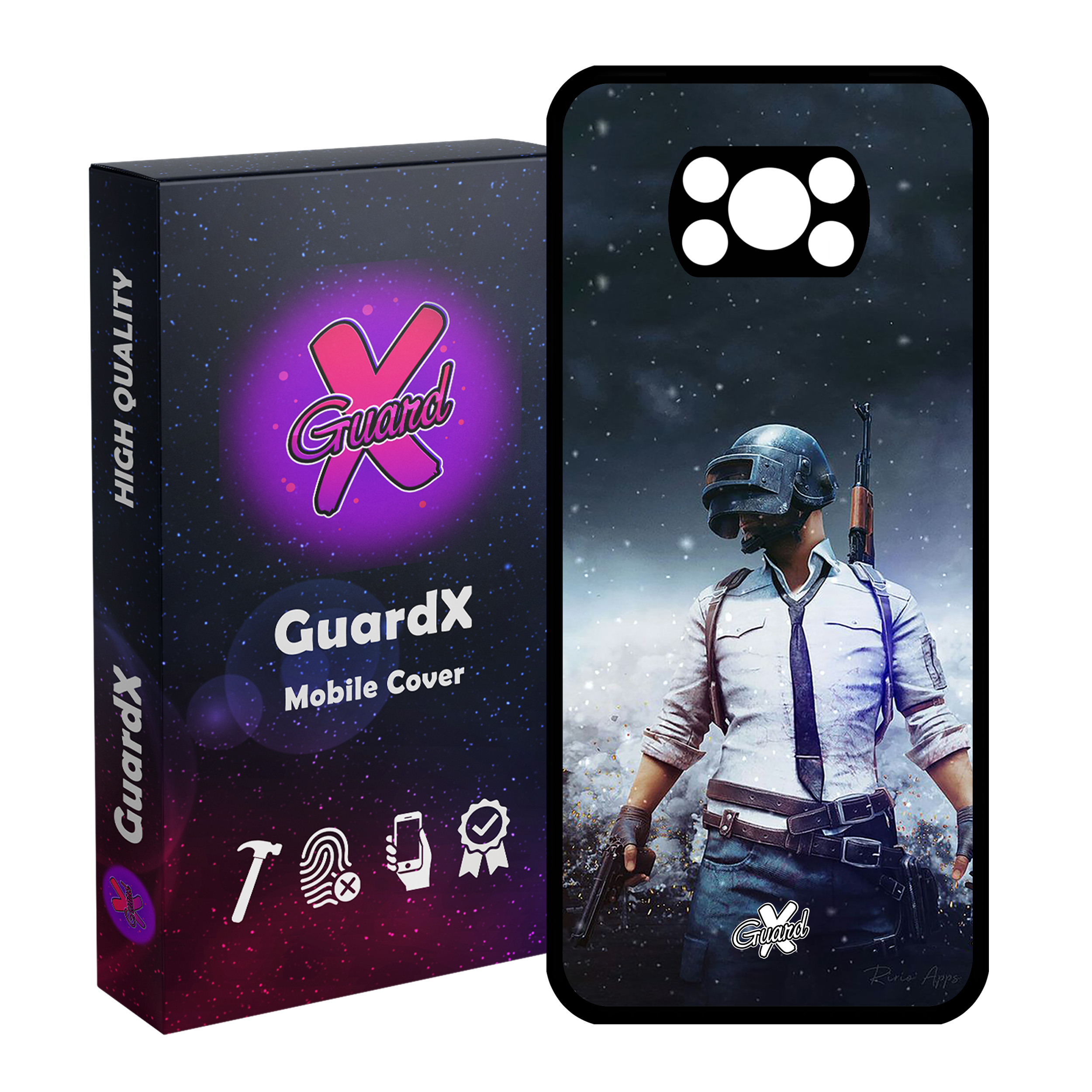 کاور گارد ایکس طرح Pubg مدل Glass10039 مناسب برای گوشی موبایل شیائومی Poco X3 Pro