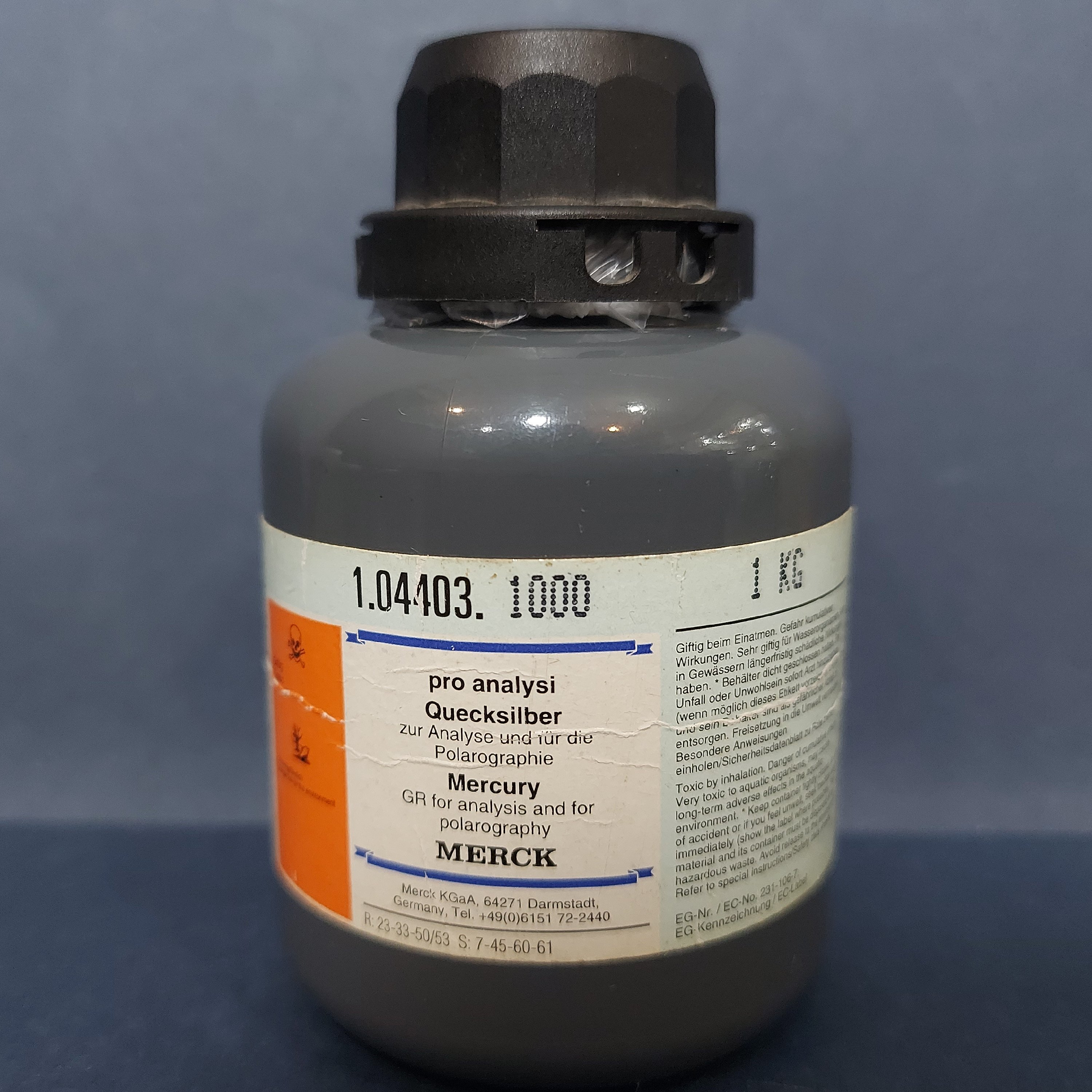 جیوه نقره ای 100 گرمی مرک آلمانی ویژه آزمایشگاه 