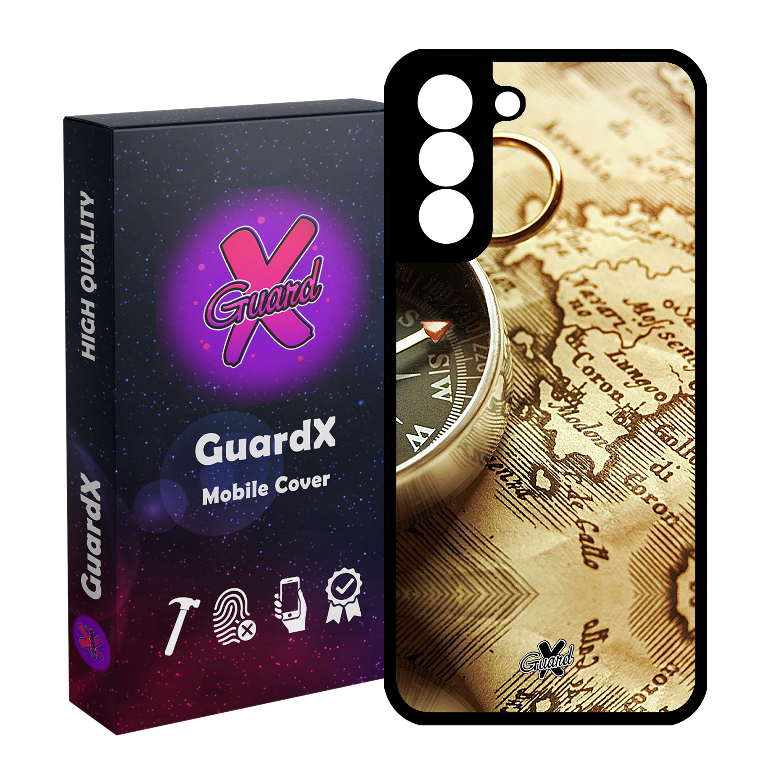 کاور گارد ایکس طرح نقشه مدل Glass10287 مناسب برای گوشی موبایل سامسونگ Galaxy S21 FE