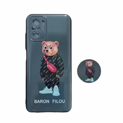 کاور طرح خرس کد 710 مناسب برای گوشی موبایل شیائومی Redmi Note 10/10S به همراه پاپ سوکت