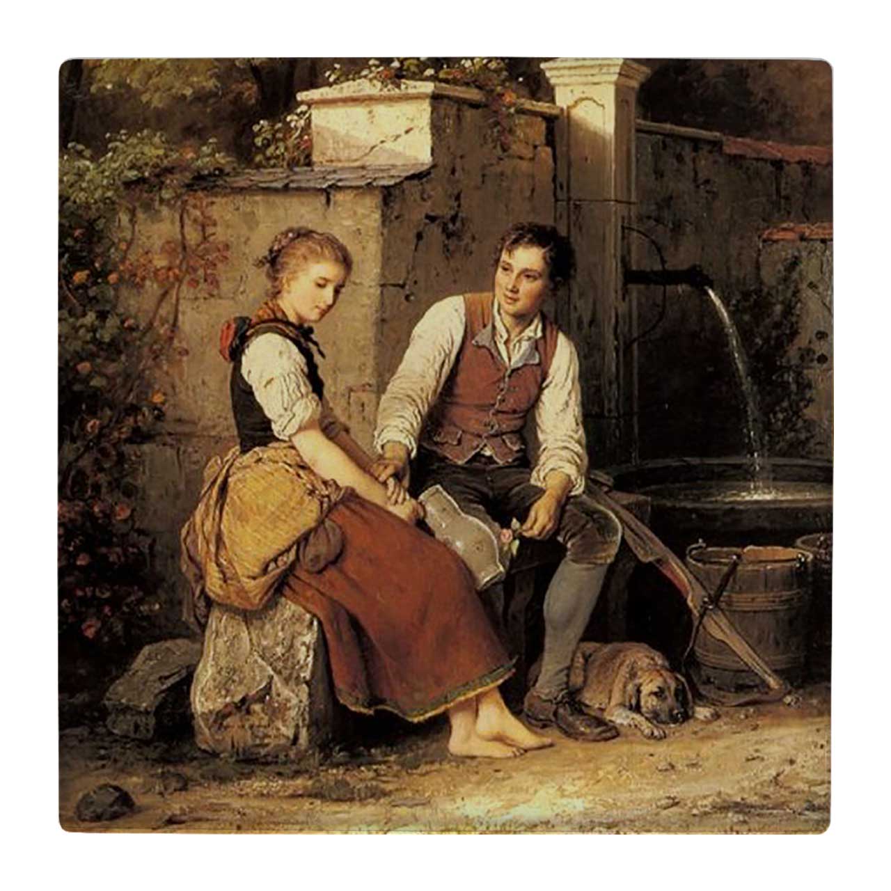 کاشی کارنیلا طرح عشاق روستایی کد wk3611