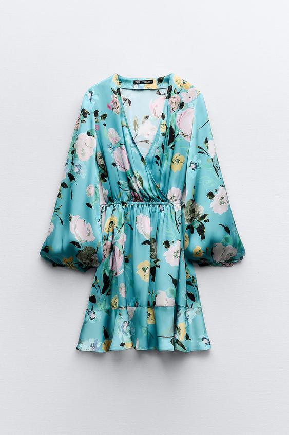 لباس زنانه زارا FLORAL PRINT SATIN DRESS | تهران زارا TehranZara