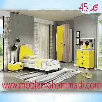 سرویس خواب جوان و نوجوان کد 45 شامل تخت/ کمد/پاتختی/اینه دراور