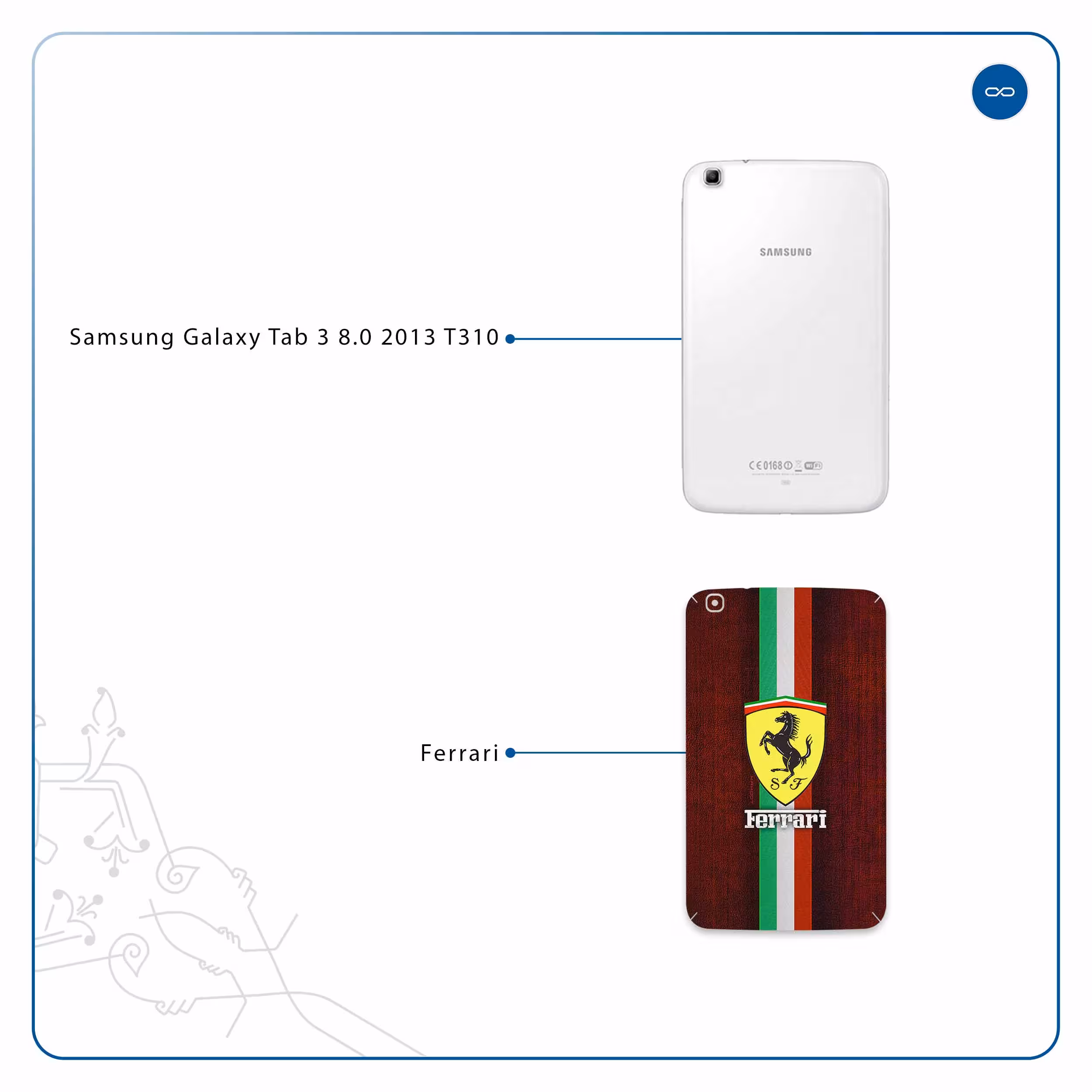 برچسب پوششی ماهوت مدل Ferrari مناسب برای تبلت سامسونگ Galaxy Tab 3 8.0 2013 T310