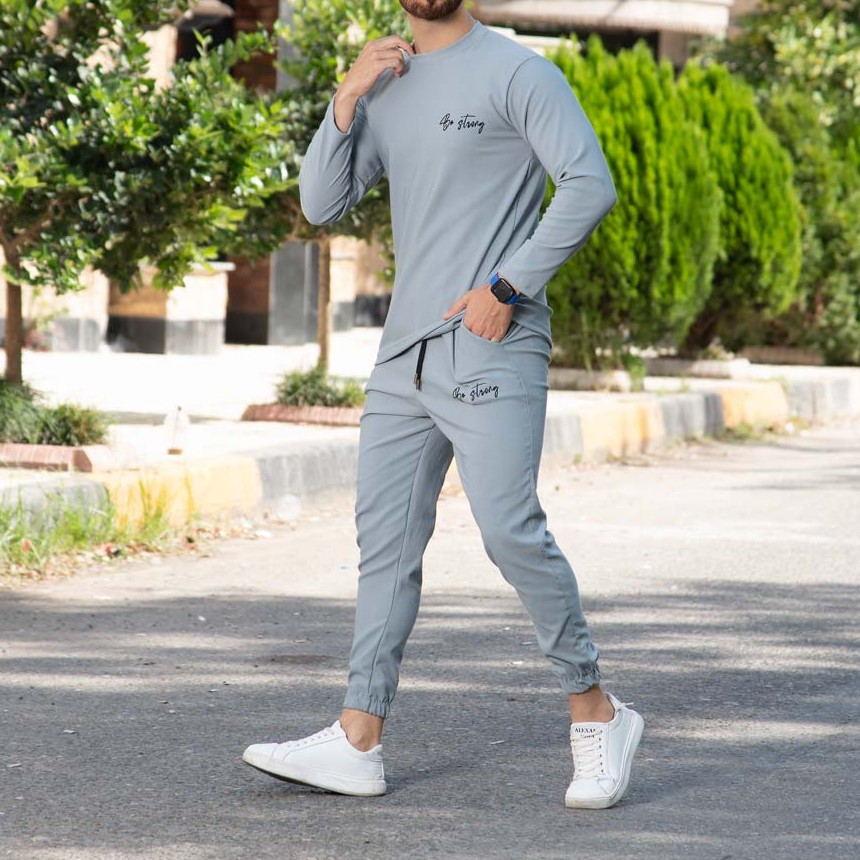 ست تیشرت و اسلش مردانه BE STRONG جنس پارچه بنگال کشی رنگبندی 7 رنگ سایزبندی XL 2XL