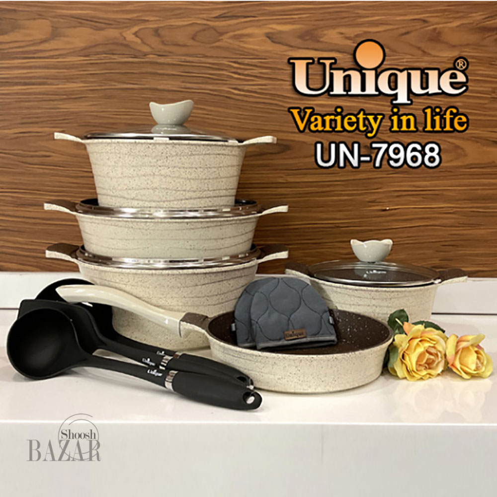 سرویس قابلمه 12 پارچه کرم لاین یونیک کد 7968