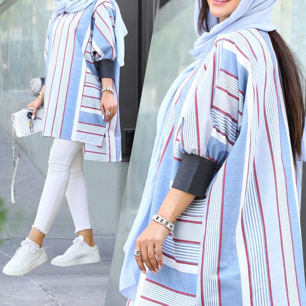 مانتو زنانه لنین مدل راه راه 2178