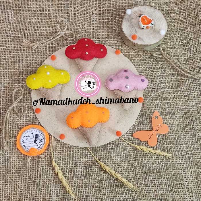 مگنت بستنی نمدی  فانتزی در رنگهای زیبا،مگنت نمدی رو یخچالی،مگنت نمدی بستنی(قیمت برای یک عدد)