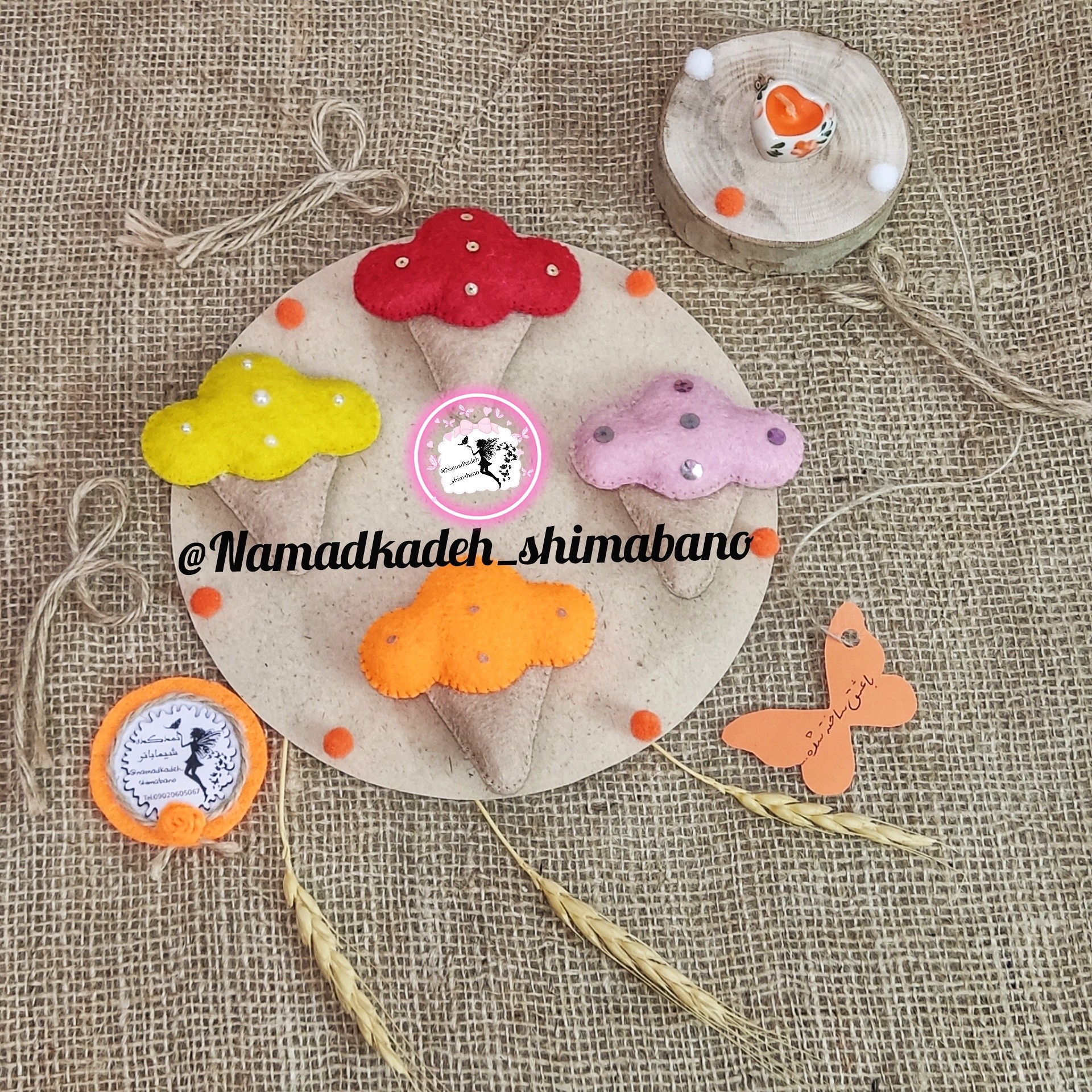 مگنت بستنی نمدی  فانتزی در رنگهای زیبا،مگنت نمدی رو یخچالی،مگنت نمدی بستنی(قیمت برای یک عدد)