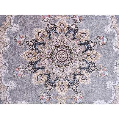 فرش ماشینی زمرد مشهد مدل خورشید زمینه دودی