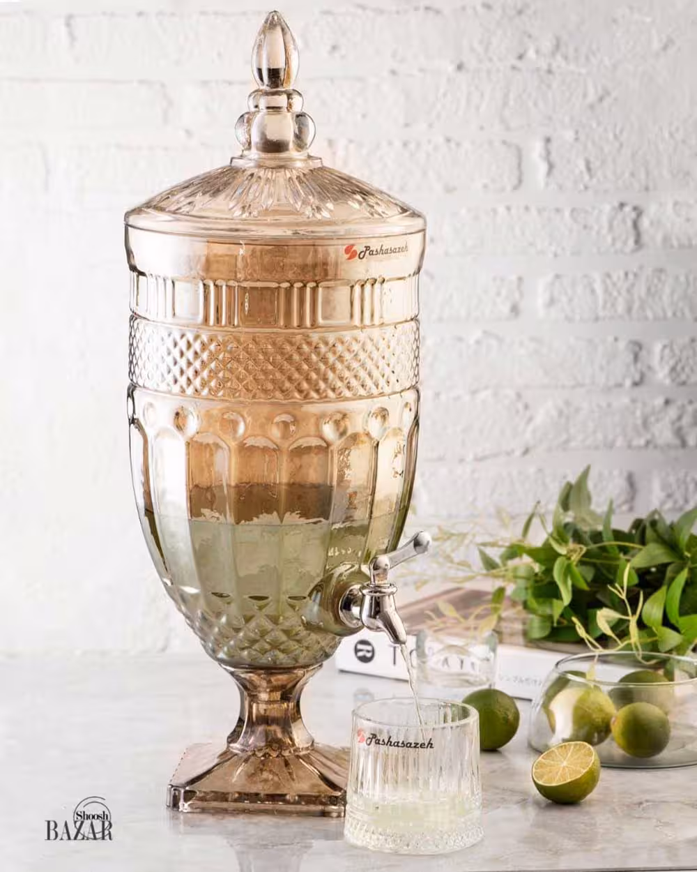 کلمن شیشه ای شامپاینی 5.5 لیتر پاشاسازه مدل آنجلیکا کد 43083