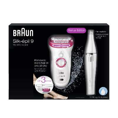 اپیلاتور براون مدل Silk Epil 9 کد 538-9 به همراه اپیلاتور لایه بردار براون کد 01