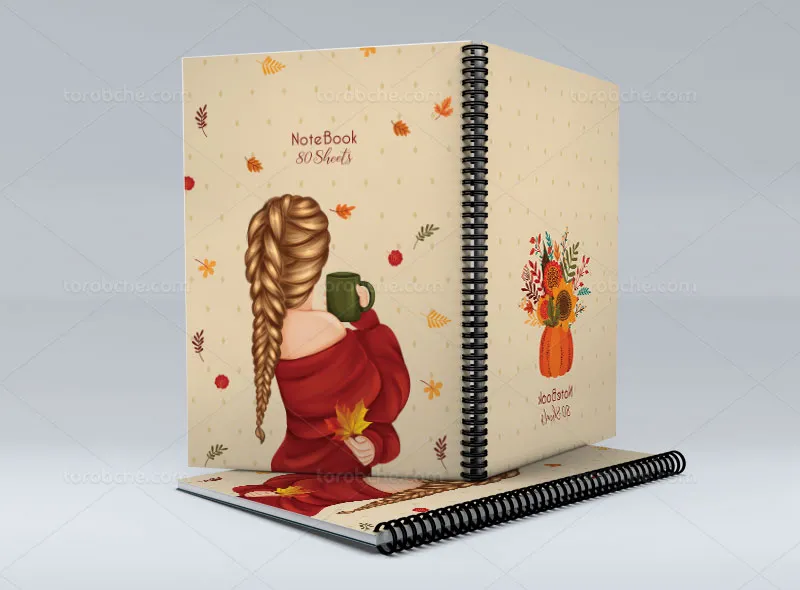 طرح لایه باز جلد دفتر دخترانه پاییزی | گرافیک با طعم تربچه